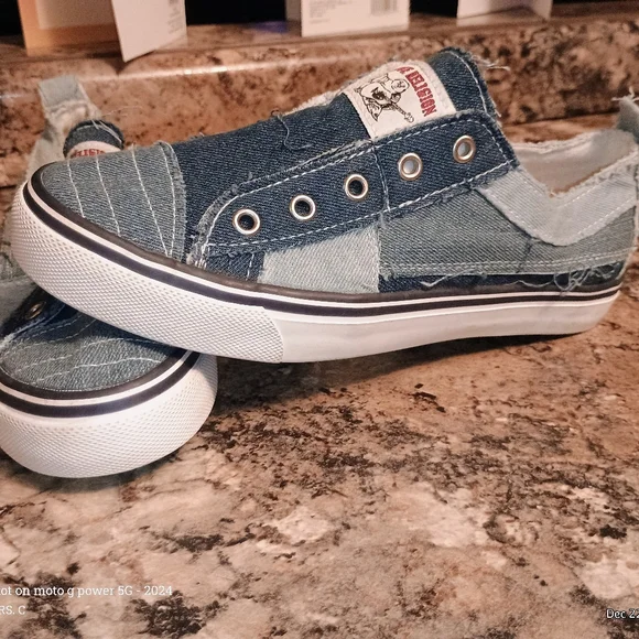 True Religion Laceless Cancas Slip-On Sneakers Blue 8us - Picture 7 of 12